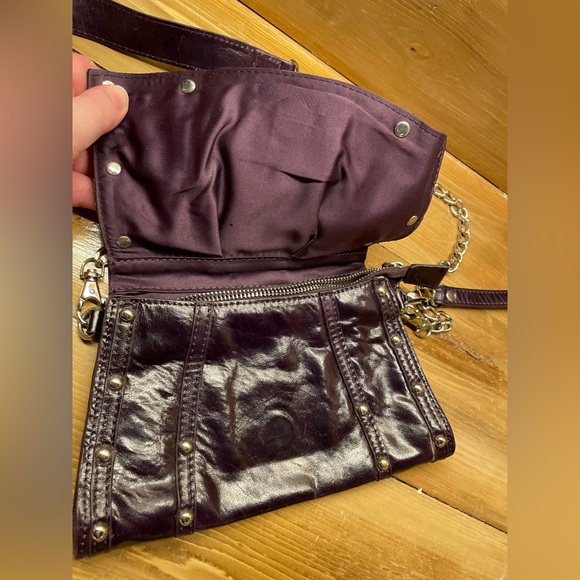 Robert Dice Deep Purple Purse Crossbody Bag Clutch with Studs - Picture 14 of 16